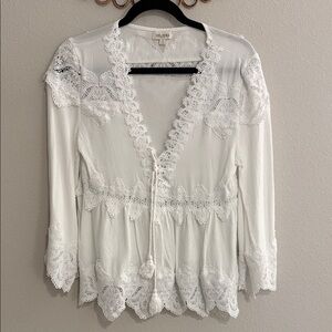 Velzera Ivory Lace Accent Blouse